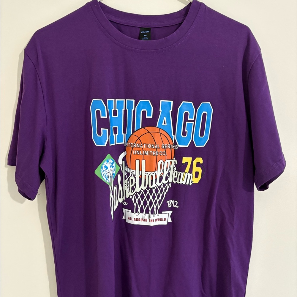 ROMWE Purple Chicago Graphic Tee